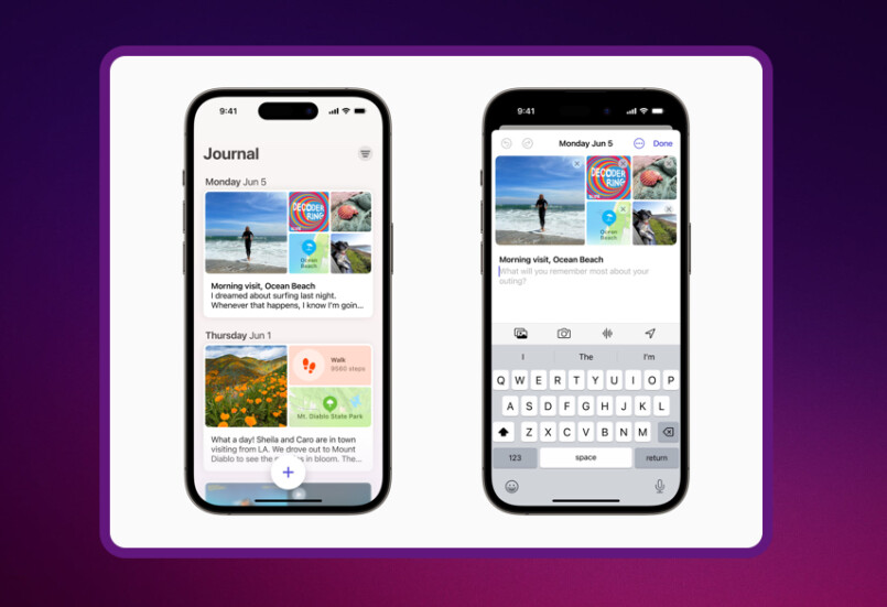 Скриншоты приложения Журнал в iOS 17